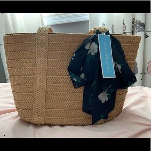Draper James Straw Bag with Floral Scarf